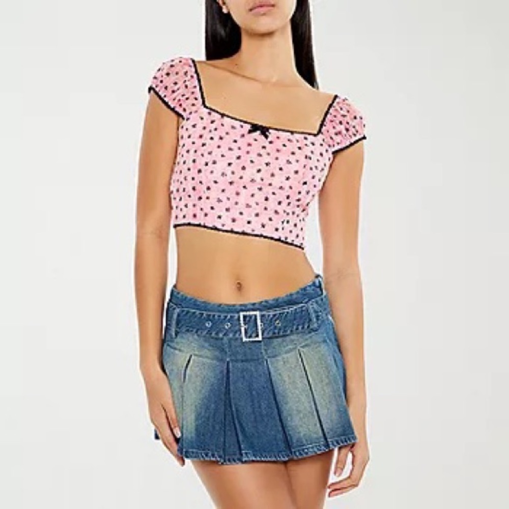Pink Floral Women's Crop Top